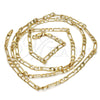 Gold Tone Basic Necklace, Figaro Design, Polished, Golden Finish, 04.242.0015.28GT (120 Gauge, 04 MM Thickness, 28 Inches Length)