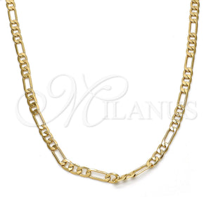 Gold Plated Necklace — Basic Necklace Figaro Design Polished 04. .30GT Gauge — main product view — SKU 109290 | Chapa de Oro collar — básico Necklace Figaro diseño pulido 04. .30GT Gauge — SKU 109290