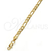 Gold Tone Basic Bracelet, Figaro Design, Polished, Golden Finish, 04.242.0016.08GT (140 Gauge, 05 MM Thickness, 8 Inches Length)
