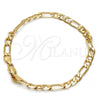 Gold Tone Basic Bracelet, Figaro Design, Polished, Golden Finish, 04.242.0016.08GT (140 Gauge, 05 MM Thickness, 8 Inches Length)