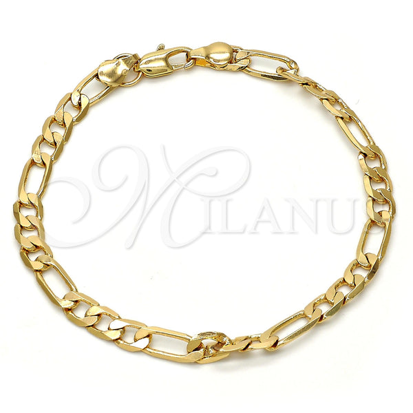 Gold Plated Bracelet — Basic Bracelet Figaro Design Polished 04. .08GT Gauge — main product view — SKU 109291 | Chapa de Oro brazalete — básico Bracelet Figaro diseño pulido 04. .08GT Gauge — SKU 109291