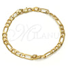 Gold Tone Basic Bracelet, Figaro Design, Polished, Golden Finish, 04.242.0016.08GT (140 Gauge, 05 MM Thickness, 8 Inches Length)