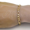 Gold Tone Basic Bracelet, Figaro Design, Polished, Golden Finish, 04.242.0016.09GT (140 Gauge, 05 MM Thickness, 9 Inches Length)