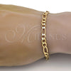 Gold Tone Basic Bracelet, Figaro Design, Polished, Golden Finish, 04.242.0016.09GT (140 Gauge, 05 MM Thickness, 9 Inches Length)
