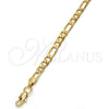 Gold Tone Basic Bracelet, Figaro Design, Polished, Golden Finish, 04.242.0016.09GT (140 Gauge, 05 MM Thickness, 9 Inches Length)