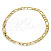 Gold Tone Basic Bracelet, Figaro Design, Polished, Golden Finish, 04.242.0016.09GT (140 Gauge, 05 MM Thickness, 9 Inches Length)