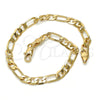 Gold Tone Basic Bracelet, Figaro Design, Polished, Golden Finish, 04.242.0016.09GT (140 Gauge, 05 MM Thickness, 9 Inches Length)