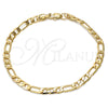 Gold Tone Basic Bracelet, Figaro Design, Polished, Golden Finish, 04.242.0016.09GT (140 Gauge, 05 MM Thickness, 9 Inches Length)