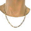 Gold Tone Basic Necklace, Figaro Design, Polished, Golden Finish, 04.242.0016.24GT (140 Gauge, 05 MM Thickness, 24 Inches Length)