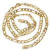 Gold Tone Basic Necklace, Figaro Design, Polished, Golden Finish, 04.242.0016.24GT (140 Gauge, 05 MM Thickness, 24 Inches Length)