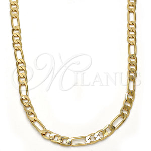 Gold Plated Necklace — Basic Necklace Figaro Design Polished 04. .24GT Gauge — main product view — SKU 109293 | Chapa de Oro collar — básico Necklace Figaro diseño pulido 04. .24GT Gauge — SKU 109293