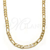 Gold Tone Basic Necklace, Figaro Design, Polished, Golden Finish, 04.242.0016.28GT (140 Gauge, 05 MM Thickness, 28 Inches Length)