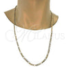Gold Tone Basic Necklace, Figaro Design, Polished, Golden Finish, 04.242.0016.30GT (140 Gauge, 05 MM Thickness, 30 Inches Length)