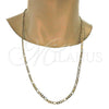 Gold Tone Basic Necklace, Figaro Design, Polished, Golden Finish, 04.242.0016.30GT (140 Gauge, 05 MM Thickness, 30 Inches Length)
