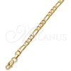 Gold Tone Basic Necklace, Figaro Design, Polished, Golden Finish, 04.242.0016.30GT (140 Gauge, 05 MM Thickness, 30 Inches Length)