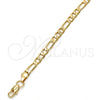 Gold Tone Basic Necklace, Figaro Design, Polished, Golden Finish, 04.242.0016.30GT (140 Gauge, 05 MM Thickness, 30 Inches Length)