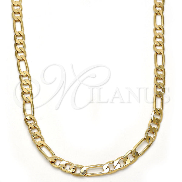 Gold Plated Necklace — Basic Necklace Figaro Design Polished 04. .30GT Gauge — main product view — SKU 109295 | Chapa de Oro collar — básico Necklace Figaro diseño pulido 04. .30GT Gauge — SKU 109295