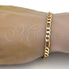 Gold Tone Basic Bracelet, Figaro Design, Polished, Golden Finish, 04.242.0017.08GT (160 Gauge, 06 MM Thickness, 8 Inches Length)