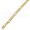 Gold Tone Basic Bracelet, Figaro Design, Polished, Golden Finish, 04.242.0017.08GT (160 Gauge, 06 MM Thickness, 8 Inches Length)