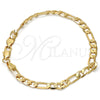 Gold Tone Basic Bracelet, Figaro Design, Polished, Golden Finish, 04.242.0017.08GT (160 Gauge, 06 MM Thickness, 8 Inches Length)