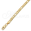Gold Tone Basic Bracelet, Figaro Design, Polished, Golden Finish, 04.242.0017.09GT (160 Gauge, 06 MM Thickness, 9 Inches Length)