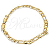 Gold Tone Basic Bracelet, Figaro Design, Polished, Golden Finish, 04.242.0017.09GT (160 Gauge, 06 MM Thickness, 9 Inches Length)