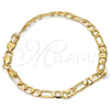 Gold Tone Basic Bracelet, Figaro Design, Polished, Golden Finish, 04.242.0017.09GT (160 Gauge, 06 MM Thickness, 9 Inches Length)