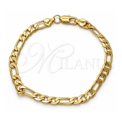 Gold Tone Basic Bracelet, Figaro Design, Polished, Golden Finish, 04.242.0017.09GT (160 Gauge, 06 MM Thickness, 9 Inches Length)