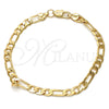 Gold Tone Basic Bracelet, Figaro Design, Polished, Golden Finish, 04.242.0017.09GT (160 Gauge, 06 MM Thickness, 9 Inches Length)