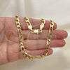 Gold Tone Basic Necklace, Figaro Design, Polished, Golden Finish, 04.242.0017.24GT (160 Gauge, 06 MM Thickness, 24 Inches Length)