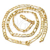 Gold Tone Basic Necklace, Figaro Design, Polished, Golden Finish, 04.242.0017.24GT (160 Gauge, 06 MM Thickness, 24 Inches Length)