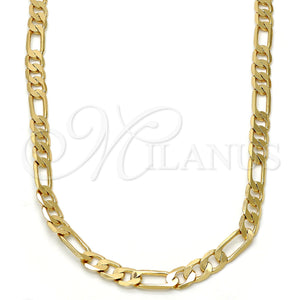 Gold Plated Necklace — Basic Necklace Figaro Design Polished 04. .24GT Gauge — main product view — SKU 109298 | Chapa de Oro collar — básico Necklace Figaro diseño pulido 04. .24GT Gauge — SKU 109298