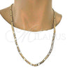 Gold Tone Basic Necklace, Figaro Design, Polished, Golden Finish, 04.242.0017.28GT (160 Gauge, 06 MM Thickness, 28 Inches Length)
