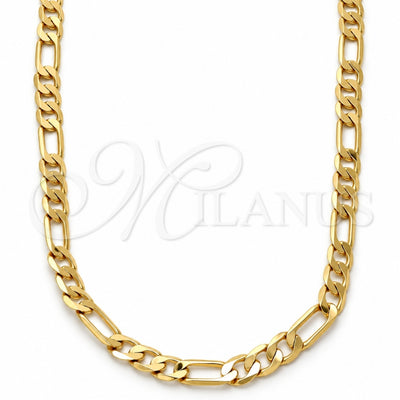 Gold Tone Basic Necklace, Figaro Design, Polished, Golden Finish, 04.242.0017.28GT (160 Gauge, 06 MM Thickness, 28 Inches Length)