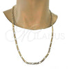 Gold Tone Basic Necklace, Figaro Design, Polished, Golden Finish, 04.242.0017.30GT (160 Gauge, 06 MM Thickness, 30 Inches Length)