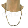 Gold Tone Basic Necklace, Figaro Design, Polished, Golden Finish, 04.242.0017.30GT (160 Gauge, 06 MM Thickness, 30 Inches Length)
