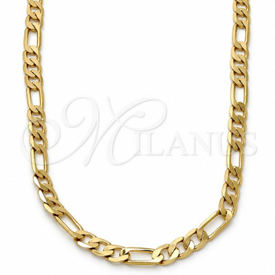 Gold Tone Basic Necklace, Figaro Design, Polished, Golden Finish, 04.242.0017.30GT (160 Gauge, 06 MM Thickness, 30 Inches Length)