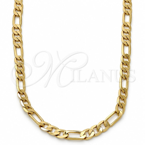 Gold Tone Basic Necklace, Figaro Design, Polished, Golden Finish, 04.242.0017.30GT (160 Gauge, 06 MM Thickness, 30 Inches Length)