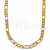 Gold Tone Basic Necklace, Figaro Design, Polished, Golden Finish, 04.242.0017.30GT (160 Gauge, 06 MM Thickness, 30 Inches Length)