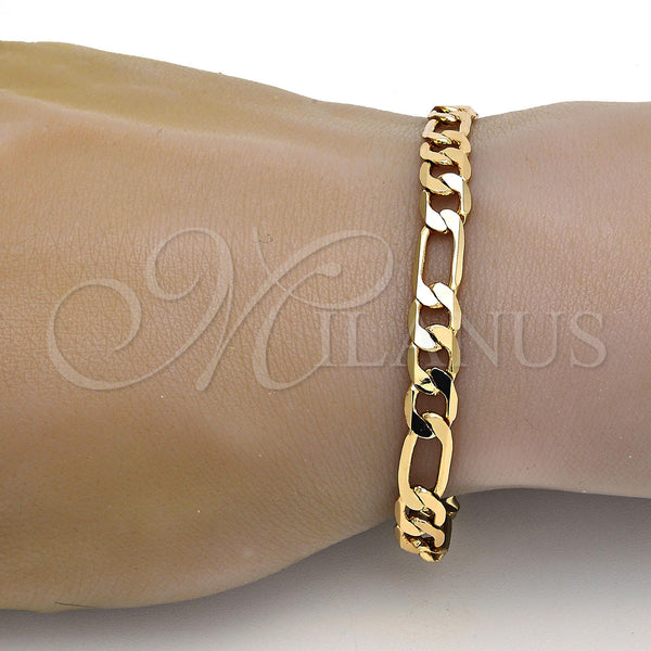 Gold Plated Bracelet — Basic Bracelet Figaro Design Polished 04. .08GT Gauge — alternate product view — SKU 109301 | Chapa de Oro brazalete — básico Bracelet Figaro diseño pulido 04. .08GT Gauge — SKU 109301