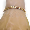Gold Tone Basic Bracelet, Figaro Design, Polished, Golden Finish, 04.242.0018.08GT (180 Gauge, 07 MM Thickness, 8 Inches Length)