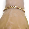 Gold Tone Basic Bracelet, Figaro Design, Polished, Golden Finish, 04.242.0018.08GT (180 Gauge, 07 MM Thickness, 8 Inches Length)