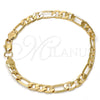 Gold Tone Basic Bracelet, Figaro Design, Polished, Golden Finish, 04.242.0018.08GT (180 Gauge, 07 MM Thickness, 8 Inches Length)