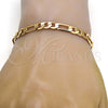 Gold Tone Basic Bracelet, Figaro Design, Polished, Golden Finish, 04.242.0018.09GT (180 Gauge, 07 MM Thickness, 9 Inches Length)