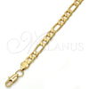 Gold Tone Basic Bracelet, Figaro Design, Polished, Golden Finish, 04.242.0018.09GT (180 Gauge, 07 MM Thickness, 9 Inches Length)