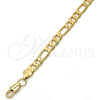 Gold Tone Basic Bracelet, Figaro Design, Polished, Golden Finish, 04.242.0018.09GT (180 Gauge, 07 MM Thickness, 9 Inches Length)