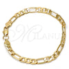 Gold Tone Basic Bracelet, Figaro Design, Polished, Golden Finish, 04.242.0018.09GT (180 Gauge, 07 MM Thickness, 9 Inches Length)