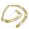 Gold Tone Basic Bracelet, Figaro Design, Polished, Golden Finish, 04.242.0018.09GT (180 Gauge, 07 MM Thickness, 9 Inches Length)