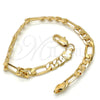 Gold Tone Basic Bracelet, Figaro Design, Polished, Golden Finish, 04.242.0018.09GT (180 Gauge, 07 MM Thickness, 9 Inches Length)