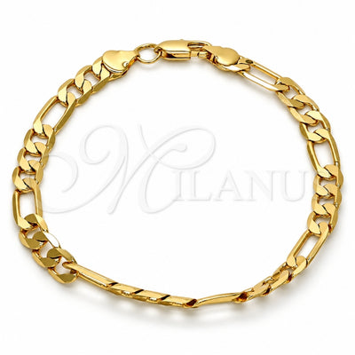 Gold Tone Basic Bracelet, Figaro Design, Polished, Golden Finish, 04.242.0018.09GT (180 Gauge, 07 MM Thickness, 9 Inches Length)